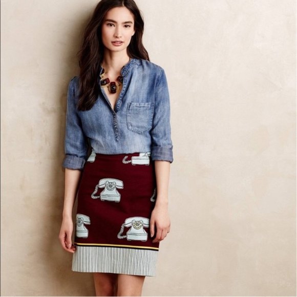 Anthropologie Maeve Clementina Telephone Skirt 6 - Picture 2 of 11